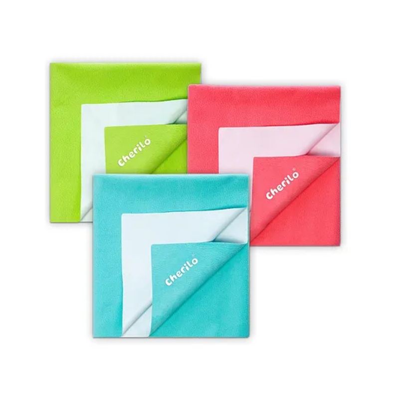 Cherilo Waterproof Reusable Baby Dry Sheet Small Pack of 3 -Sea Green & Rose Pink