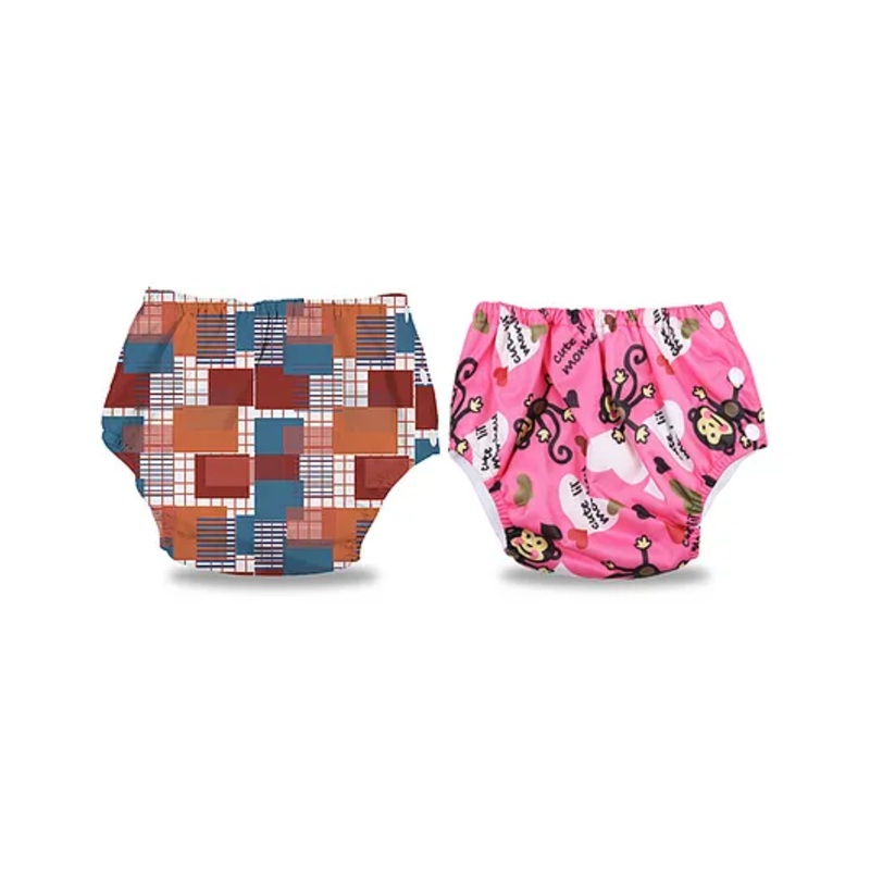 Chinmay Kids Baby Swim Diaper Waterproof Reusable Leakproof Adjustable Infant Pool Pant Boys And Girls Swim Diaper- Brown Pink