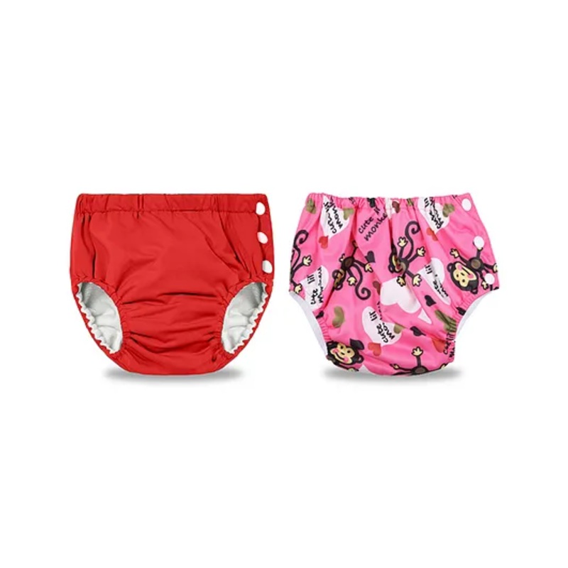 Chinmay Kids Swimming Pants Reusable Swimwear Diaper Pool Pants For Unisex Pack of 2- Red & Pink
