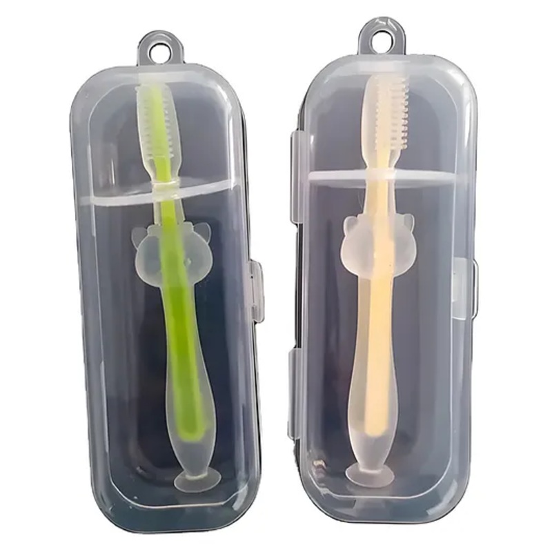 Cozy Vibes Bpa Free Kids Silicone Teether Infant Newborn Animals Cartoon Teether of Brush Tool Silicone Baby Training Toothbrush-Pack of 1-Color May Vary