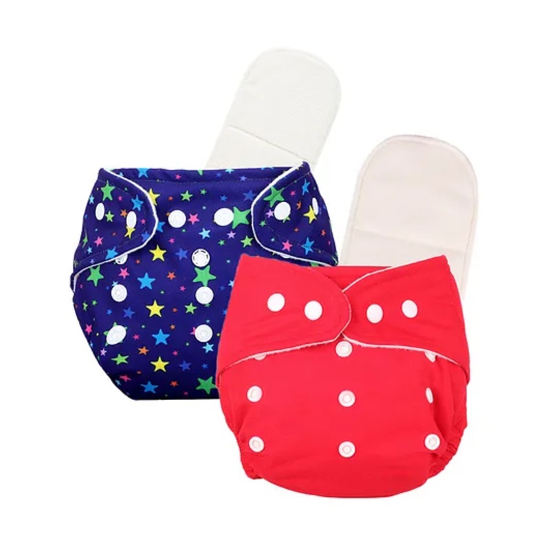 Deedry Cloth Reusable Diapers With Insert Pack of 2 – Red & Blue