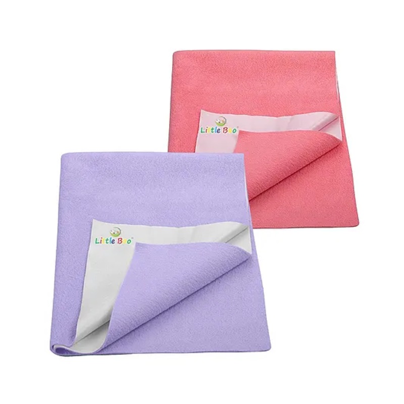 Little Boo Instadry Baby Bed Protector Sheet, Waterproof, Medium L 100 x B 70cm, Pack of 2 -Salmon Rose & Violet