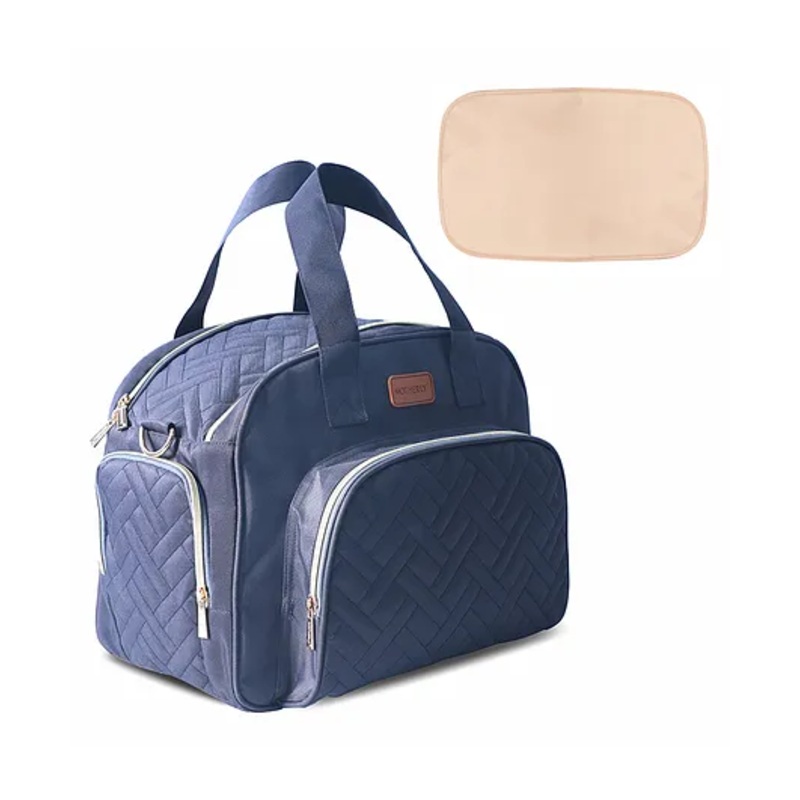 Motherly Diaper Quilted Diaper Bag for Mothers for Travel with Changing Mat – Spacious Diaper Bags for Mom | Baby Bag with Multi-Pocket Design | Maternity Bags for Mother and Baby (Navy Blue)