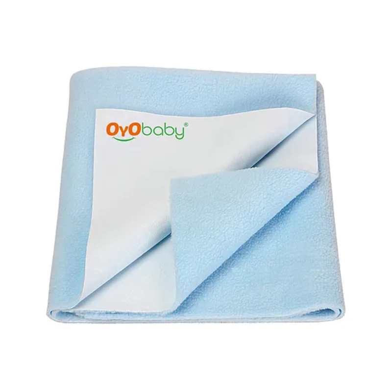 OYO BABY Anti-Piling Fleece Extra Absorbent Instant Dry Sheet, Baby Bed Protector, Waterproof Sheet, Small (70cm x 50cm), Blue