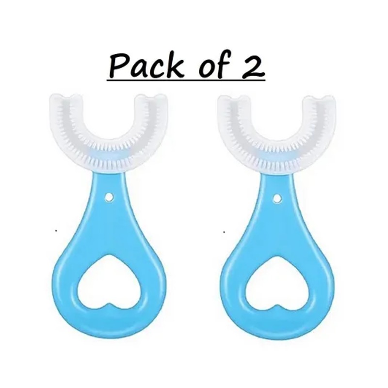 Tiny Tycoonz Soft Sillicone U-Shaped Toothbrush (Pack of 2) – Blue
