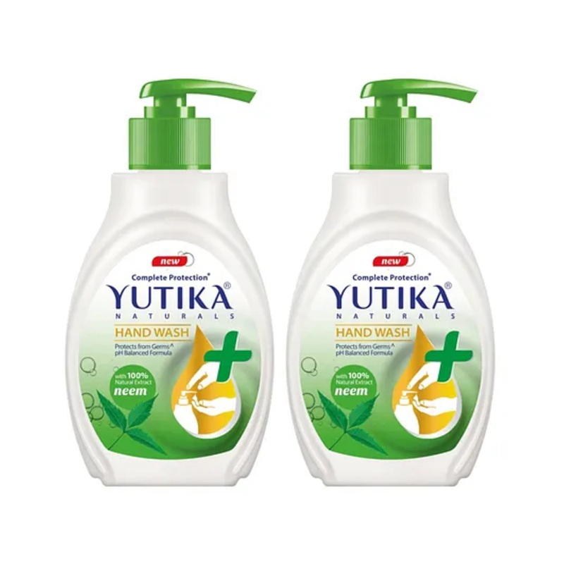 Yuthika Neem Handwash Dispenser Bottle 200ml Pack of 2, Liquid Hand Wash, pH Balanced Formula, Complete Germ Protection