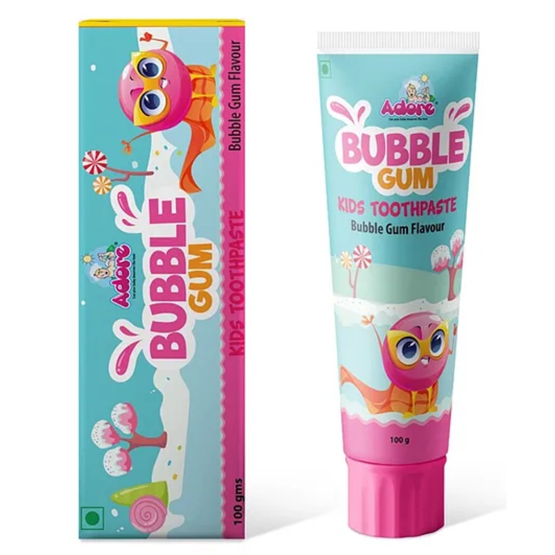 Adore Bubble Gum Kids Toothpaste – With Goodness of Pomegranate and Aloe vera- Pack of 1, 100g