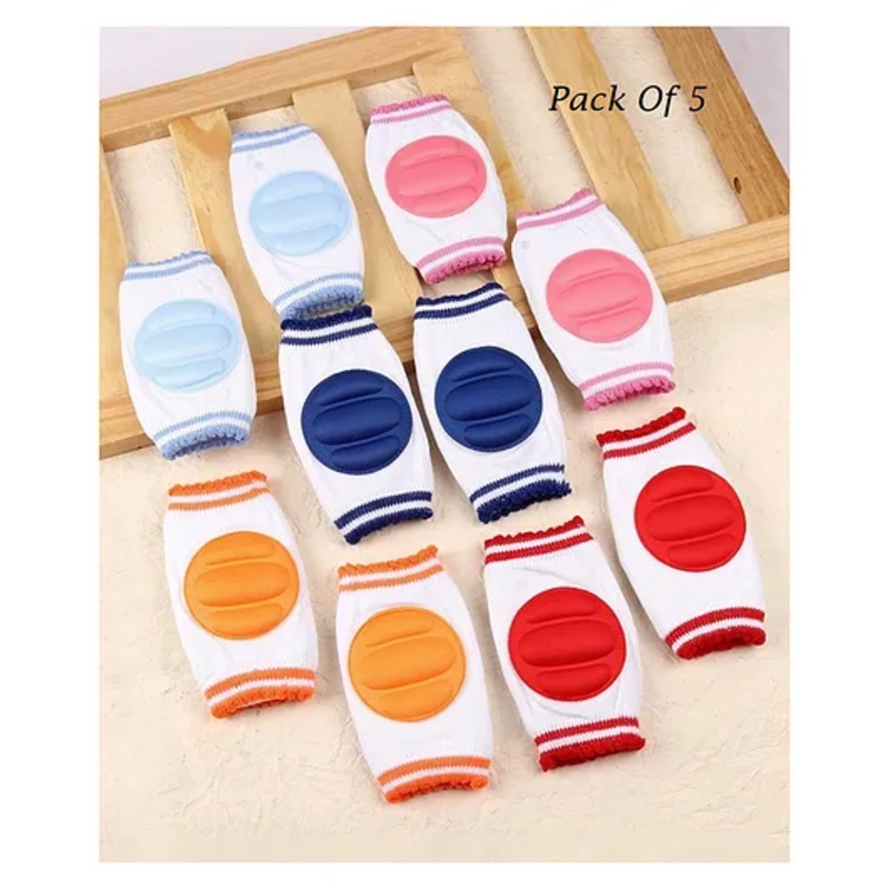 Baby Miniature Elbow & Knee Pads Set of 5 Pairs-Multi colour
