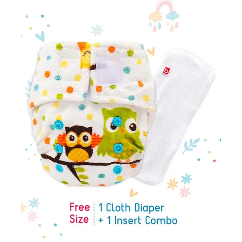 Babyhug New Born Reusable Cloth Nappies With SmartDry Owl Print  – Multicolour