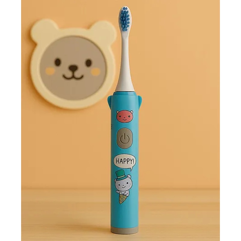 Badal Kidz Children’s Electric Toothbrush with Cartoon Characters, Soft Bristles Battery Operated Kids Cartoonic – Blue