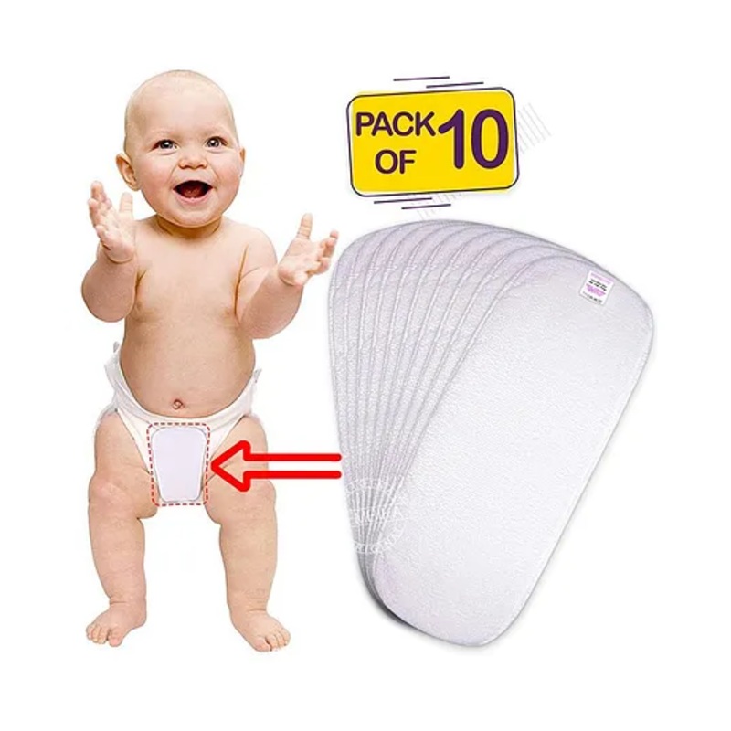 Bembika 3-Layer Cotton Nappy Inserts Pack of 10 – White
