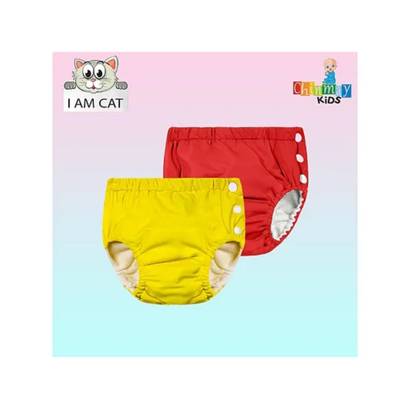 Chinmay Kids Swimming Pants Reusable Swimwear Diaper Pool Pants Pack of 2 – Red & Yellow