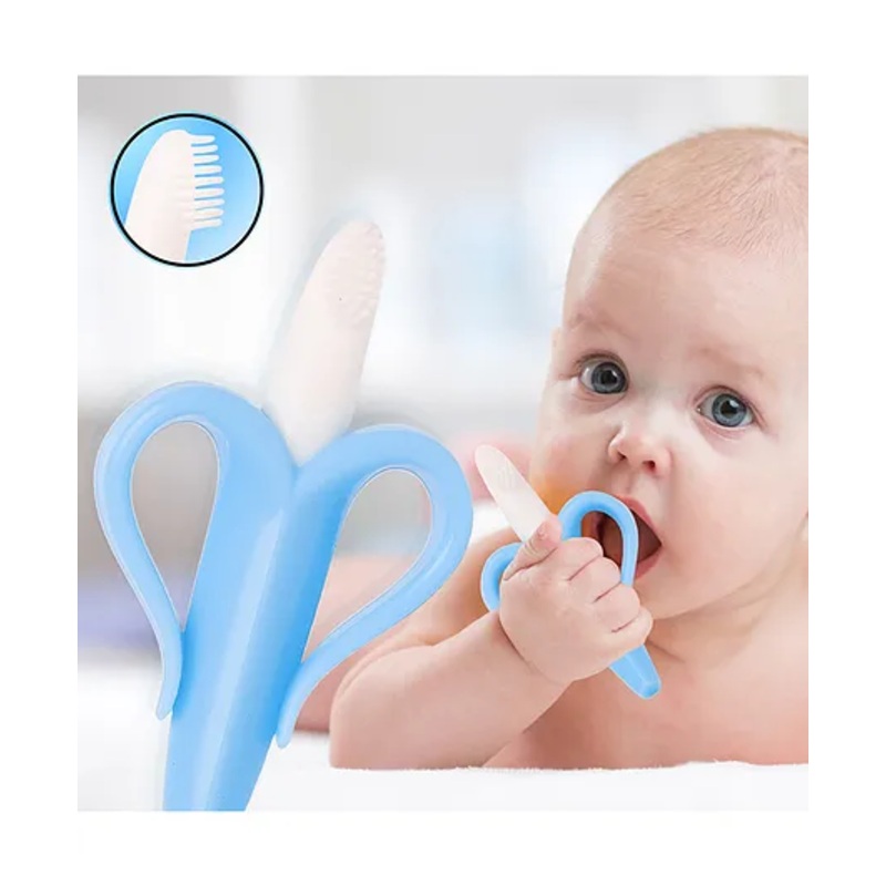 Mastela Silicone Banana Shaped Teething Toothbrush – Blue