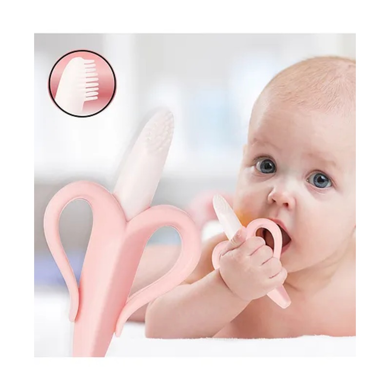 Mastela Silicone Banana Shaped Teething Toothbrush – Pink