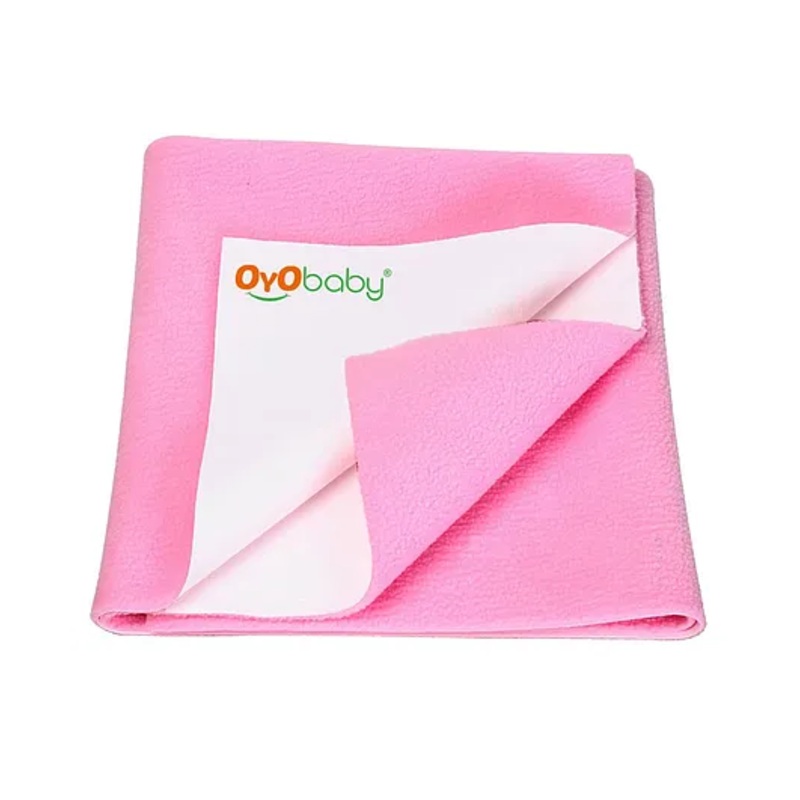 OYO BABY Anti-Piling Fleece Extra Absorbent Instant Dry Sheet, Baby Bed Protector, Waterproof Sheet, Small (70cm x 50cm), Pink