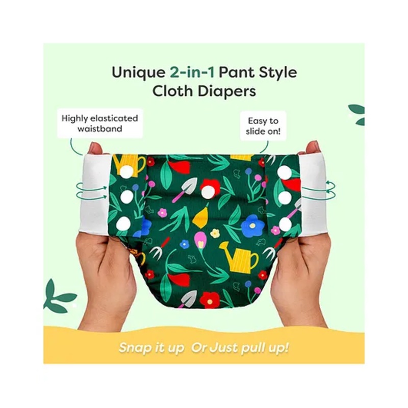 SuperBottoms UNO Cloth Diaper Pants (9kg-17kg) | Pull-up diaper pants | Super Absorbent | Washable & Reusable 300+ times | Comes with a Dry Feel Magic Pad | CPSIA Certified | Muddy Meadows
