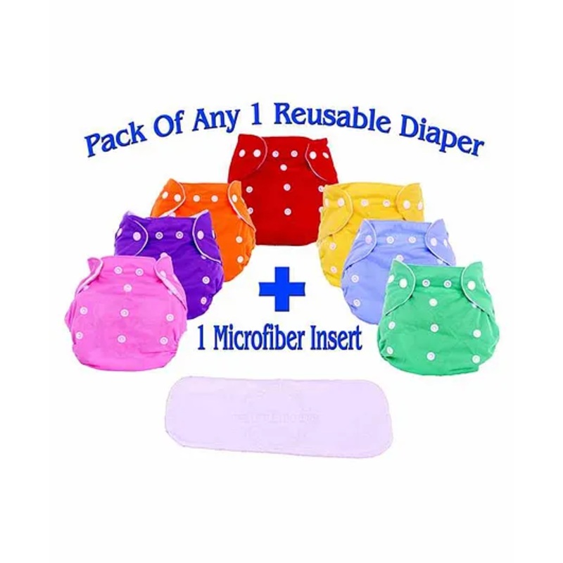 The Little Lookers Adjustable Cotton Diaper With Insert ( Colour May Vary)