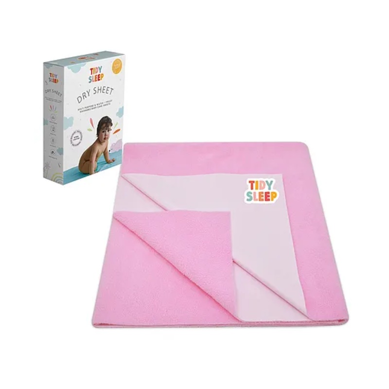 TIDY SLEEP Waterproof Baby Bed Protector Dry Sheet For New Born Babies- Baby Pink (Small)