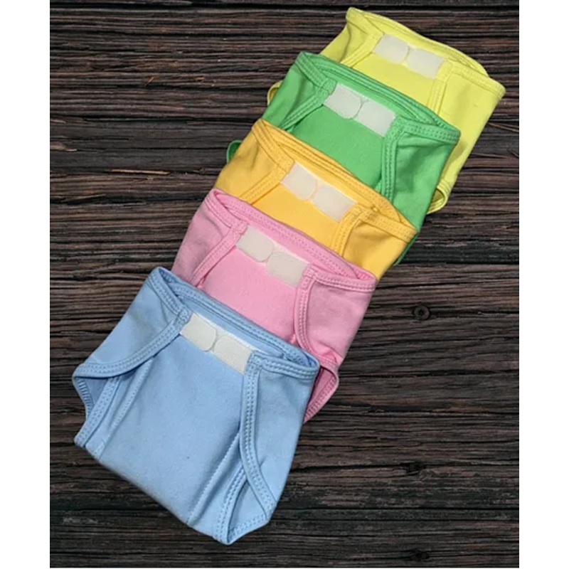Tinycare Baby Nappy Rtw Plain with Velcro Set of 5 Medium – Multicolour