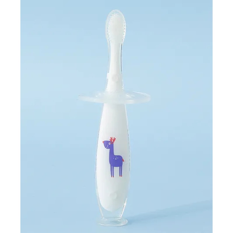 ToothBrush with Ultra Soft Silicone Bristles with Suction Base- White