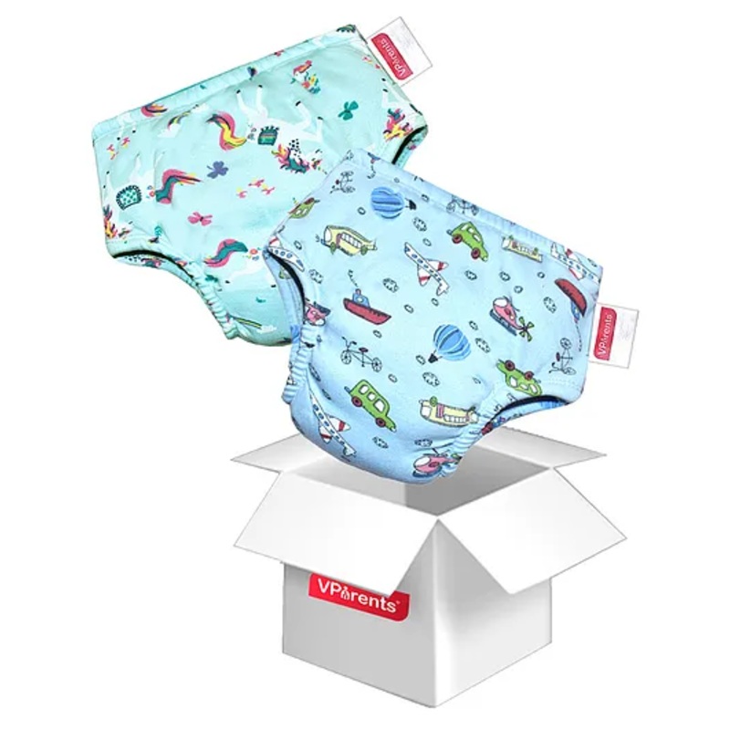 VParents Padded Underwear for Babies and Toddlers with 3 Layers of Cotton Padding Potty Training  Pull Up & Diaper-Free Time Pack of 2 (6 -12 months) (Print may vary)