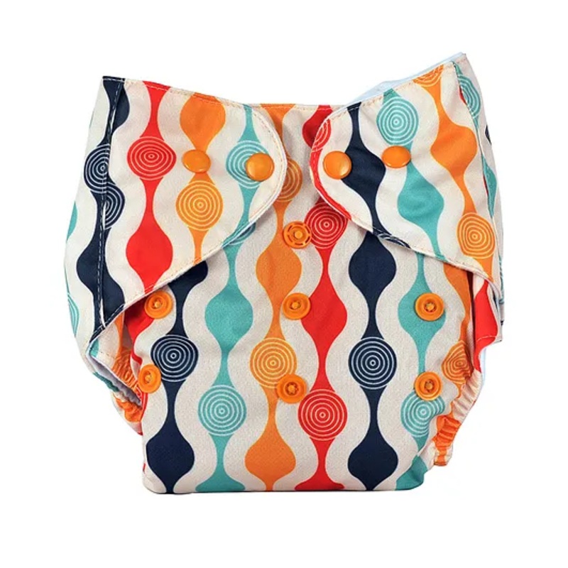 Adore Baby Unisize Adjustable Cloth Diaper With 5 Layered Charcoal Insert Abstract Print – Multicolor