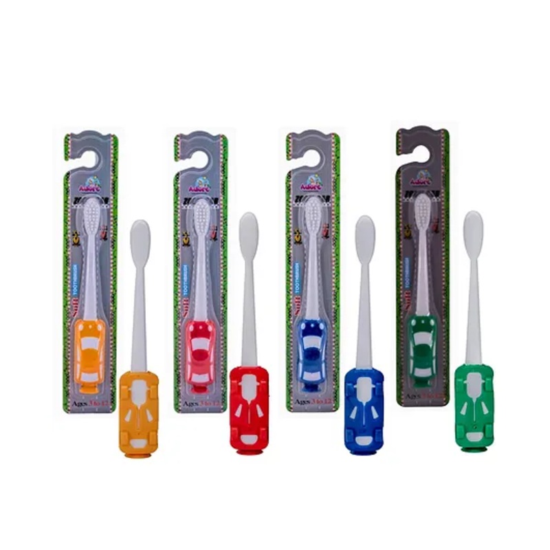 Adore Zoom! Kids Racking Theme Toothbrush with Suction Base- Pack of 4 – Multicolor
