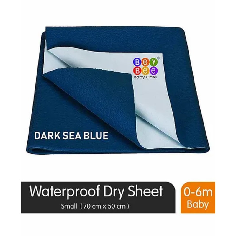 BeyBee Waterproof Small Bed Protector Sheet – Dark Sea Blue