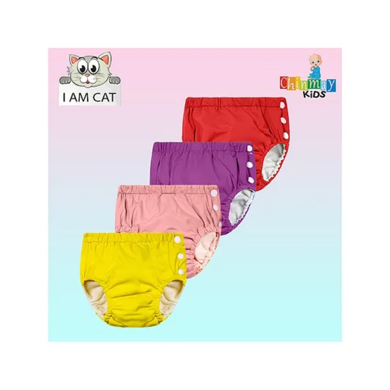 Chinmay Kids Reusable Swimwear Diaper Pants Set Of 4 – Yellow Pink Purple & Red