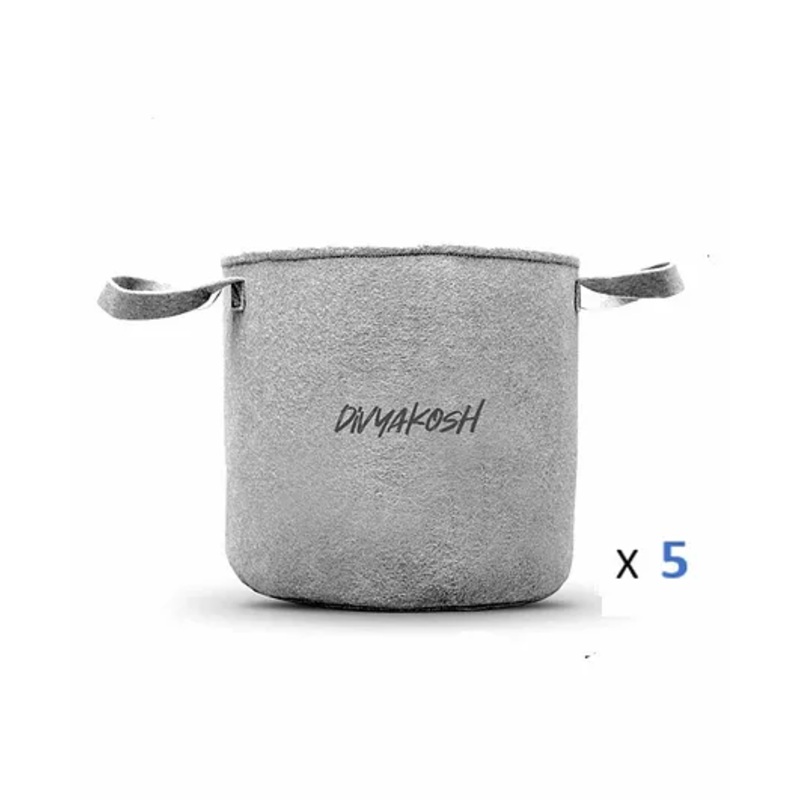 DivyaKosh Fabric Grow Bags Pack Of 5 – Grey