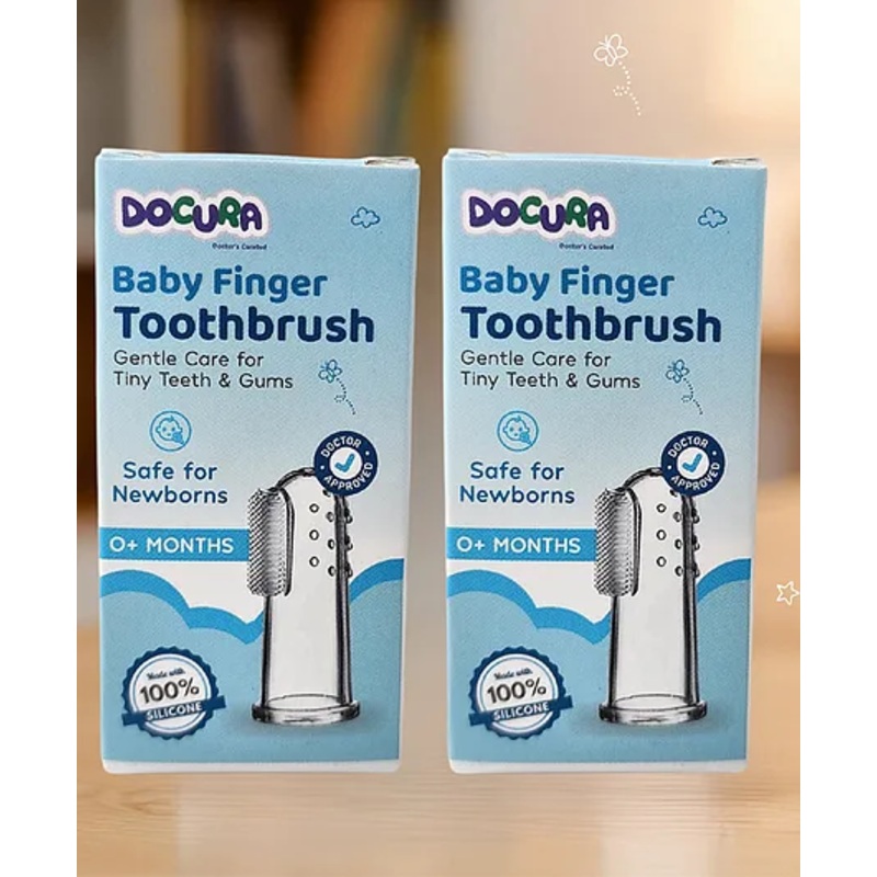 Docura Silicone Finger Toothbrush for Babies 0-2 years  Ultra Soft, BPA-Free, Travel-Friendly, Gentle Gum Massager & Oral Care for Newborns & Kids – Pack of 2