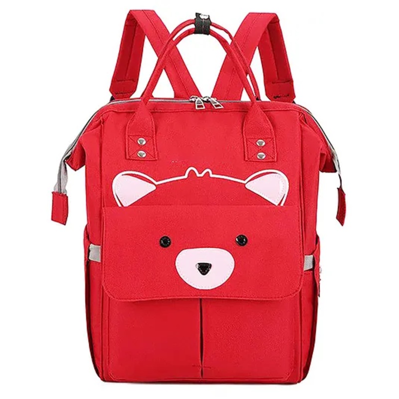 House of Quirk Bear Print Baby Diaper Bag  with Insulated Pockets – Red
