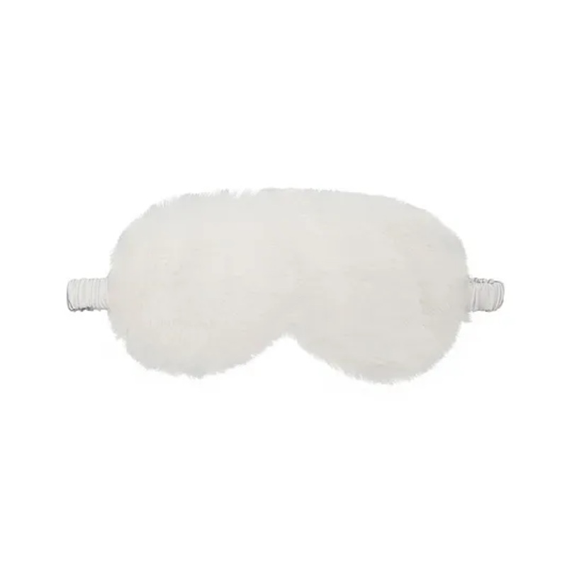 Jenna Silk Fur Plain Sleeping Eye Mask – White