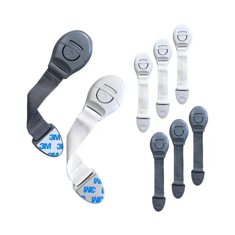 KidDough Furniture Safety Locks for Kids – Pack of 4 Grey + 4 White Locks, Child Safety Locks for Drawers, Cabinets, Fridge, Cupboard Lock, Strong and Adhesive Safety Locks