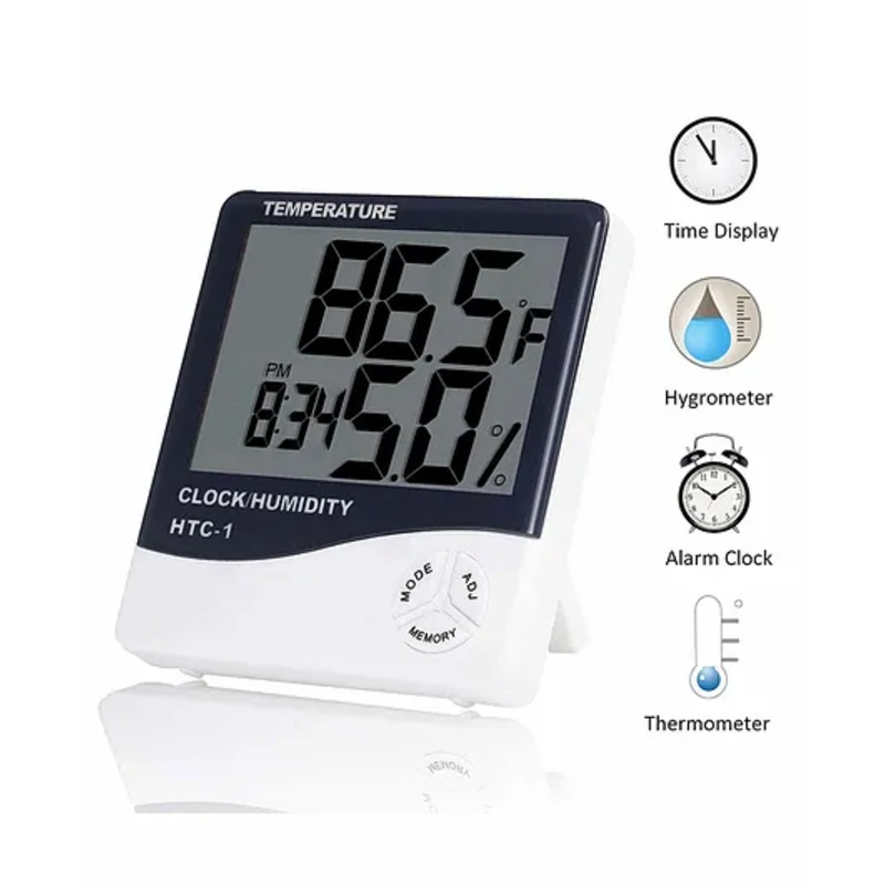 MCP Digital Room Thermometer & Alarm Clock – White