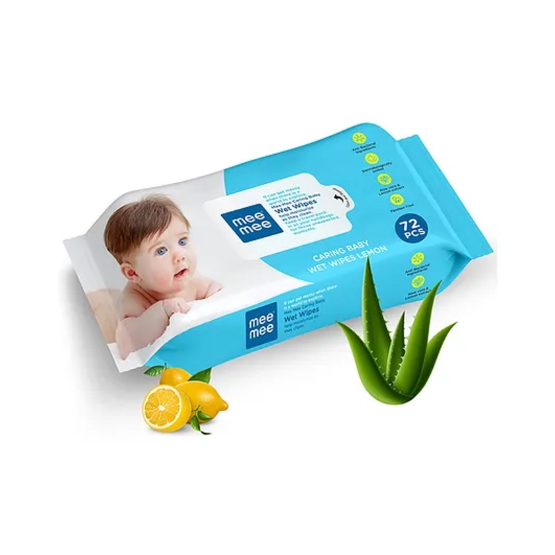 Mee Mee Caring Baby Wet Wipes With Lemon Fragrance – 72 Pieces