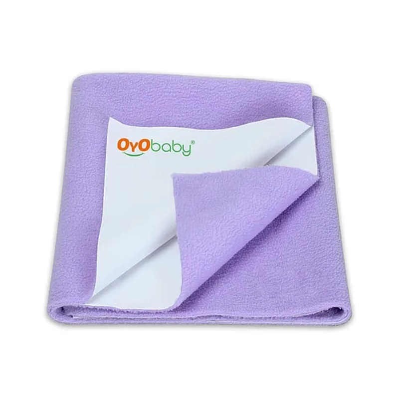 OYO BABY Anti-Piling Fleece Extra Absorbent Instant Dry Sheet, Baby Bed Protector, Waterproof Sheet, Large (140cm x 100cm), Violet