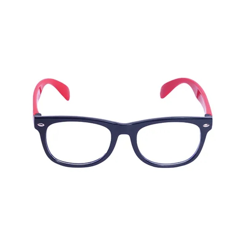 Spiky Silica Gel Clear Lens Square Zero Power Glasses With Blue Light Tester – Blue & Pink