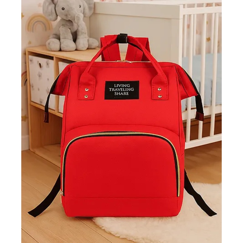 The Cheeky Kidzz Baby Multipurpose Diaper Nappy Bottle Bibs Handbag For Travel Mother Parents Backpack Diapering Shoulder Tote Bag (RED)