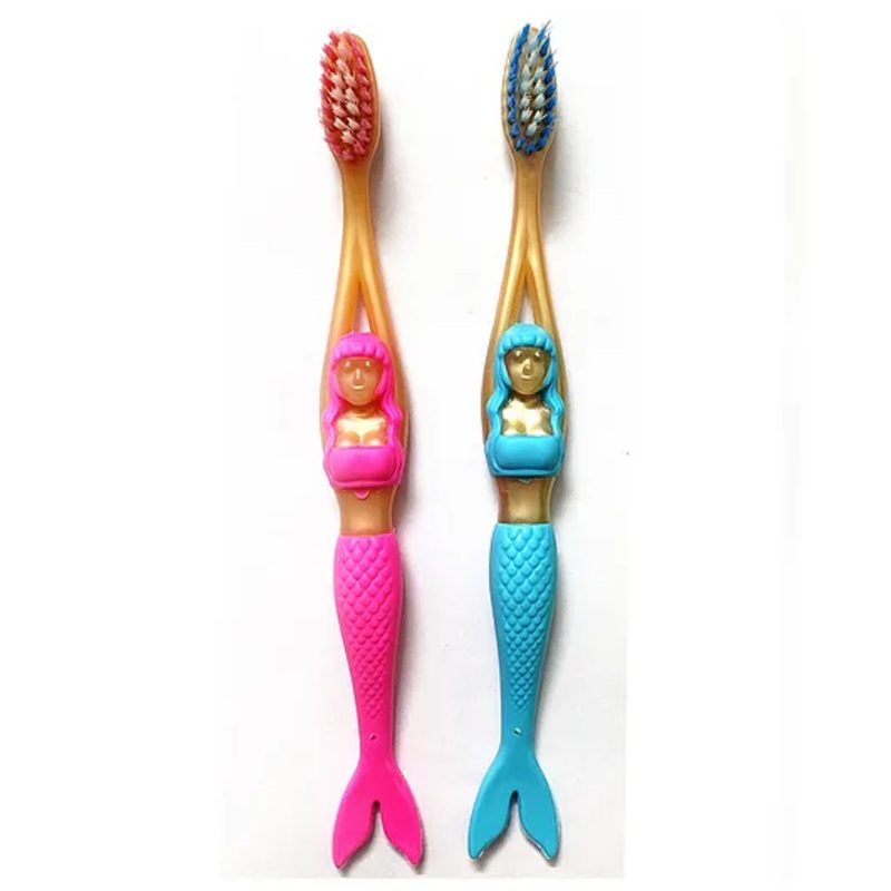 Yunicorn Max YMX 502 Mermaid Kids Toothbrush with Protective Hygine Lid Cover Pack Of 2 (Color May Vary)