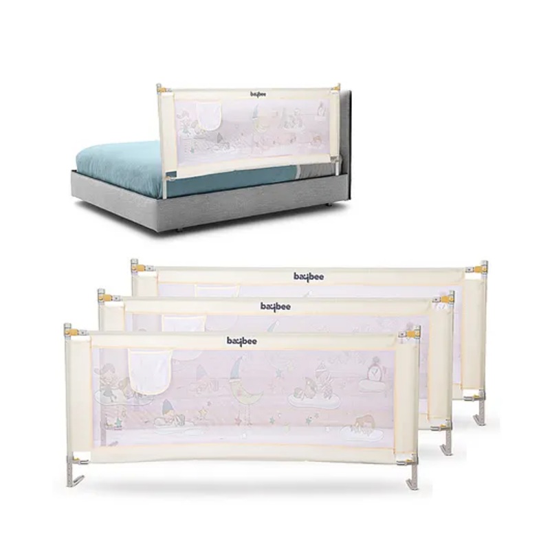 BAYBEE Baby Bed Rails Guard Barrier for Baby Kids Safety, Foldable Bed Rail Falling Protector Fence with 7 Adjustable Height (180×63 cm, (Pack of 3) Beige) – (Color & Design May Vary)