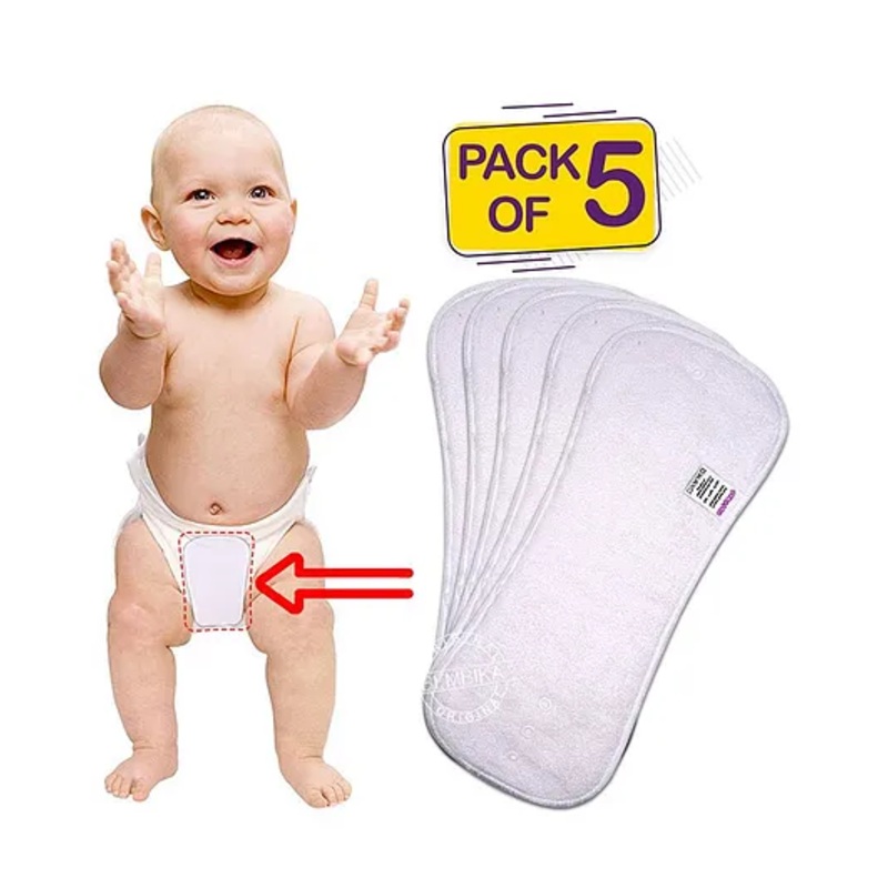 Bembika 4 Layer Cotton Nappy Inserts Pack Of 5 – White