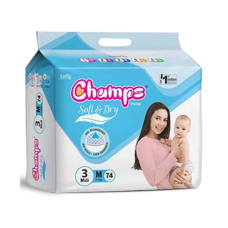 Champs Soft & Dry Diaper Pants Medium Size – 74 Pieces