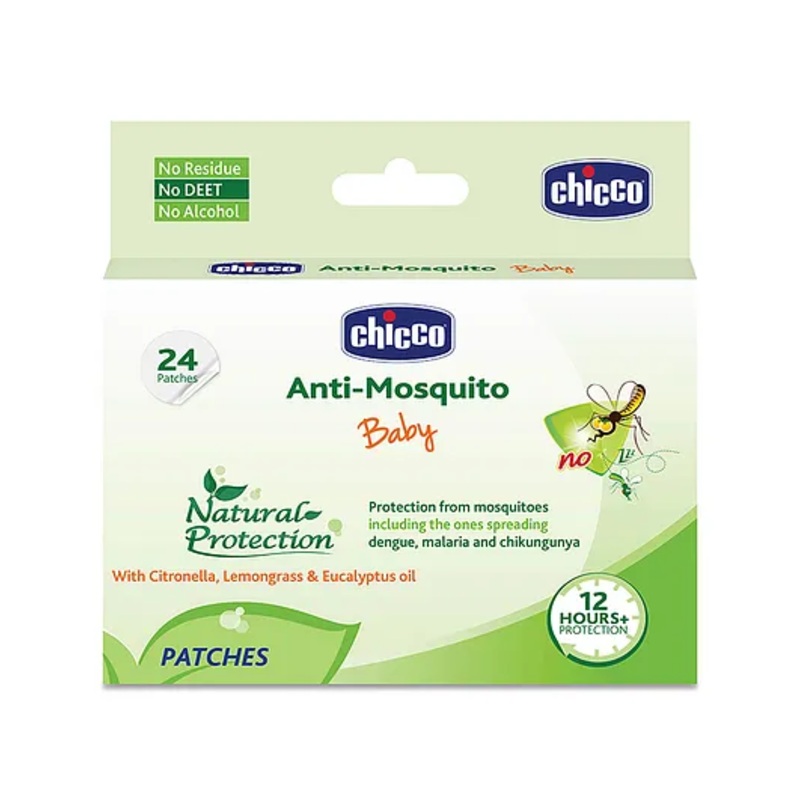 Chicco Anti-Mosquito With Citronella Lemongrass & Eucalyptus Oil Patches for Baby- 24 Patches