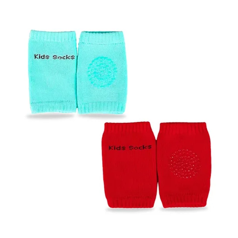 Chinmay Kids Knee Pads for Baby, Anti-Slip Padded Stretchable Elastic Cotton Soft Comfortable Baby Knee Pads Soft Mesh Breathable, Elbow Cushion Pad Pack of 2 Green, Red