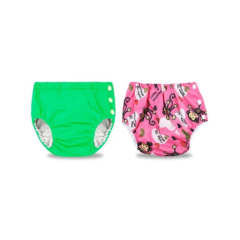 Chinmay Kids Swimming Pants Reusable Swimwear Diaper Pool Pants Pack of 2 – Green & Dark Pink