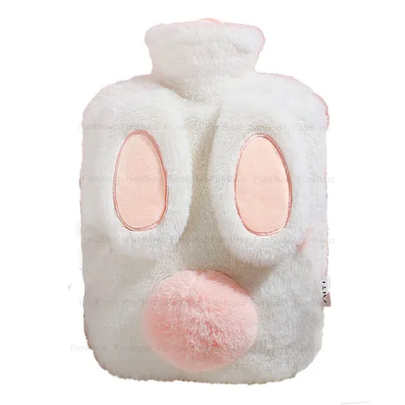 FunBlast Cartoon Design Hot Water Bag with Soft Cover 1000 ml – Cream