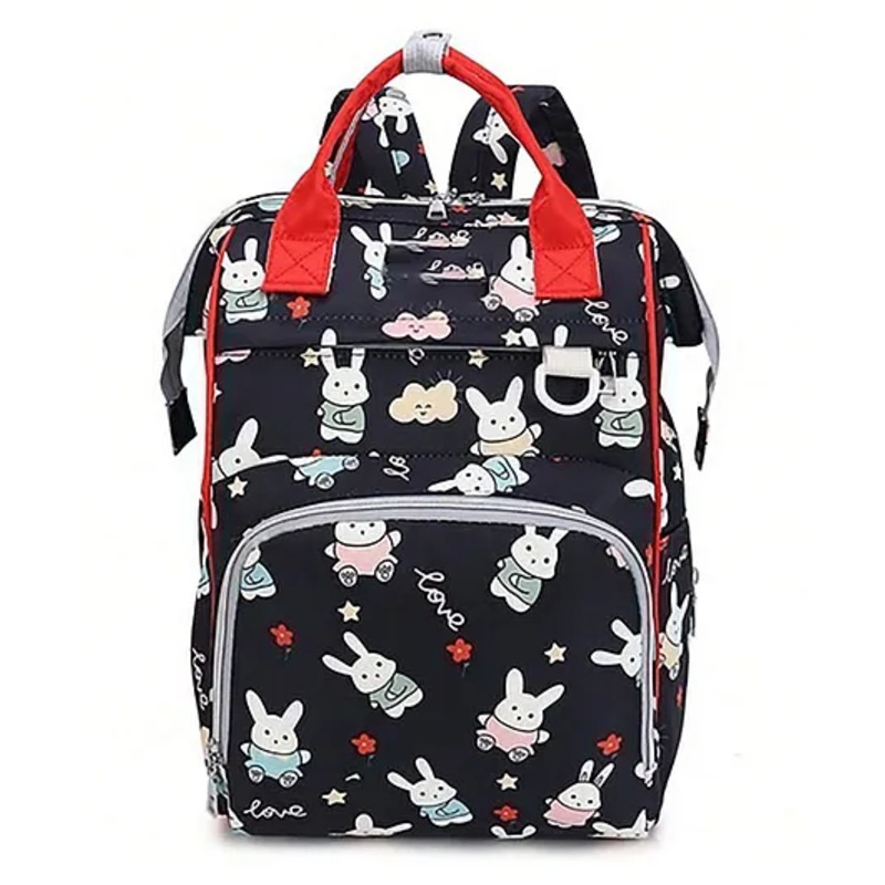 House of Quirk Rabbit Printed Maternity Backpack – Black