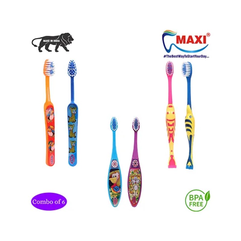 MAXI Junior Toothbrush Combo Pack Of 6 – Multicolor