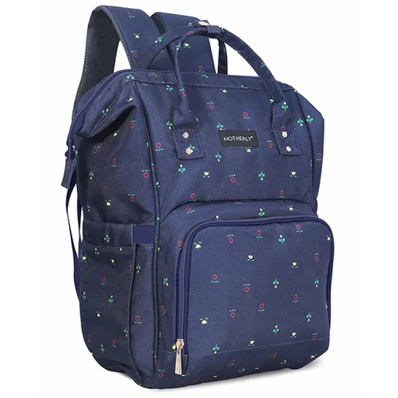 Motherly Elegant Diaper Bag for Mothers for Travel with Warranty | Spacious Diaper Bags for Mom | Baby Bag for Mother Travel (Blue Flower)
